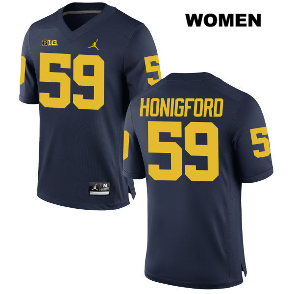 Women's NCAA Michigan Wolverines Joel Honigford #59 Navy Jordan Brand Authentic Stitched Football College Jersey XN25R42LO